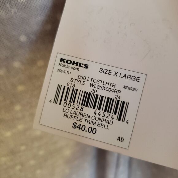 LC Lauren Conrad Gray White Polka-dot Long Bell Sleeve Top Soft Rayon XL - Picture 7 of 9